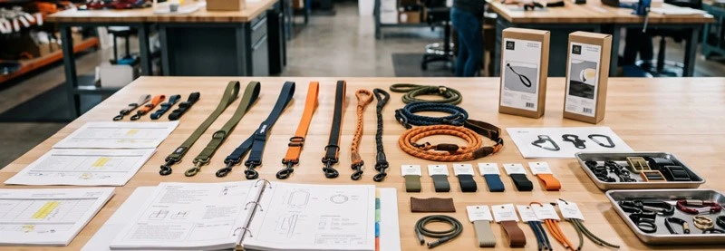 B2B buyer reviewing custom dog leash samples and specifications B2B buyer reviewing custom dog leash samples and specifications