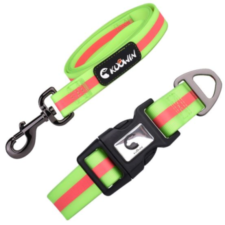 Coler Cŵn Myfyriol Gwrth-ddŵr A Set Leash