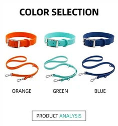Coler Cŵn PVC gwrth-ddŵr gwrth-baeddu a Set Leash ar gyfer Anifeiliaid Anwes